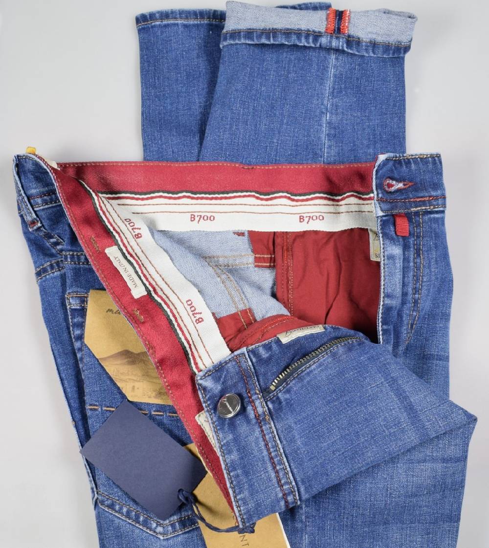B Settecento Pantalone in denim stretch b700 slim fit lavaggio medio Negozio