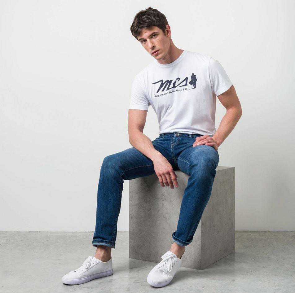 MCS Jeans stretch lavaggio medio mcs regular fit denim Italy
