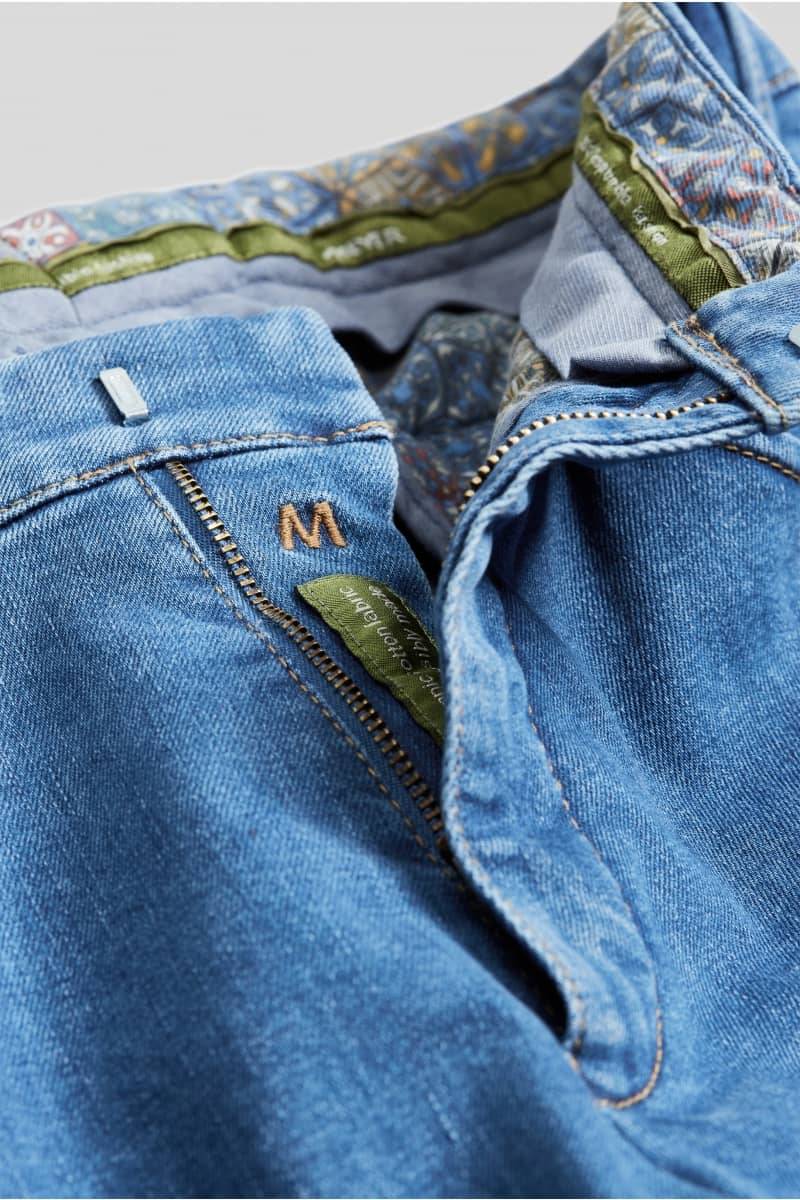 Meyer Cinque tasche in denim flex meyer blu medio stone modern fit Promozione