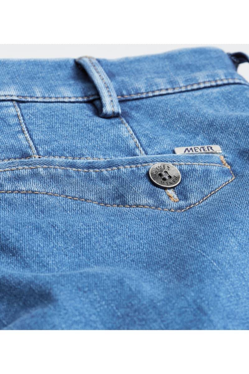 Meyer Cinque tasche in denim flex meyer blu medio stone modern fit Promozione