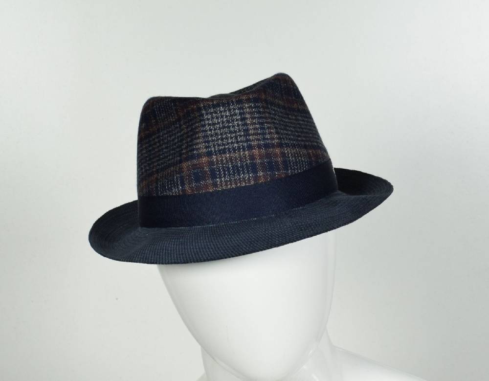 Panizza Cappello trilby panizza blu a quadri Consegna Veloce