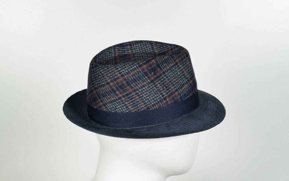Panizza Cappello trilby panizza blu a quadri Consegna Veloce