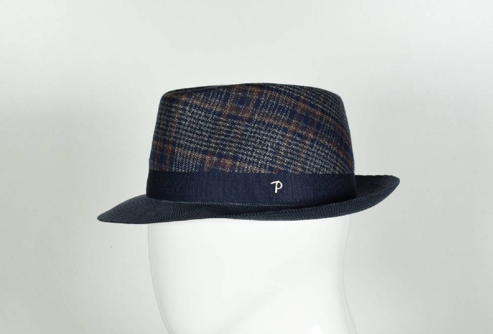 Panizza Cappello trilby panizza blu a quadri Consegna Veloce