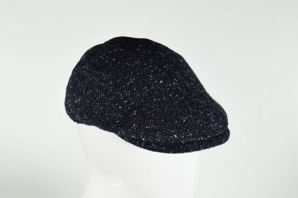 Panizza Berretto panizza blu spigato a tweed misto lana Sottocosto