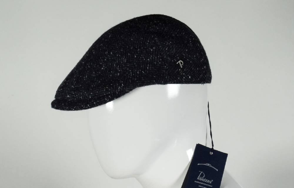 Panizza Berretto panizza blu spigato a tweed misto lana Sottocosto