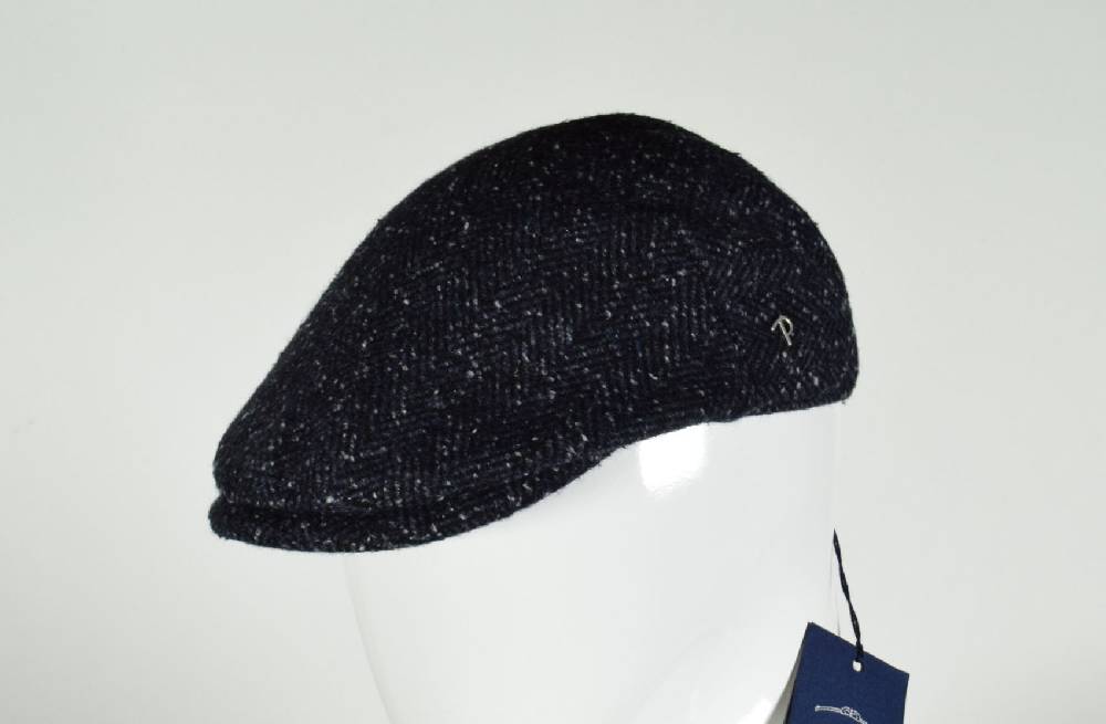 Panizza Berretto panizza blu spigato a tweed misto lana Sottocosto