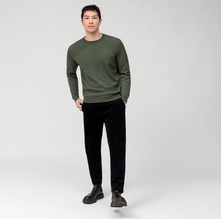 Olymp Girocollo olymp verde lana merinos regular fit Nuovo