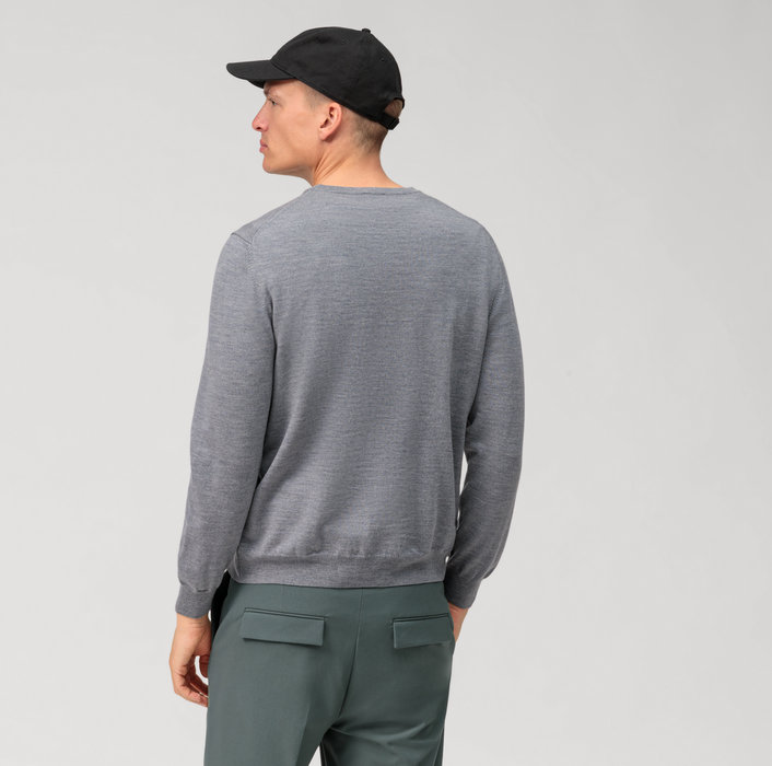 Olymp Girocollo olymp grigio medio lana merinos regular fit Qualità