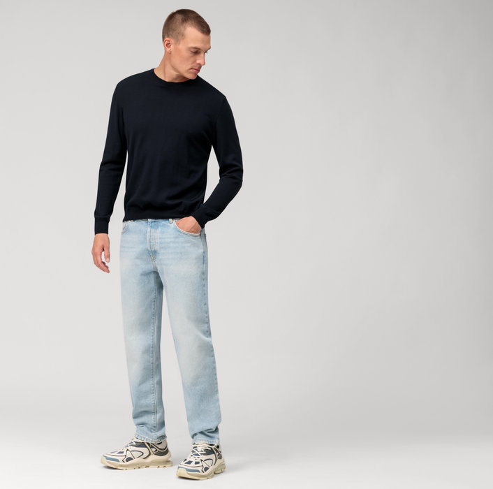 Olymp Girocollo olymp blu lana merinos regular fit Promozione