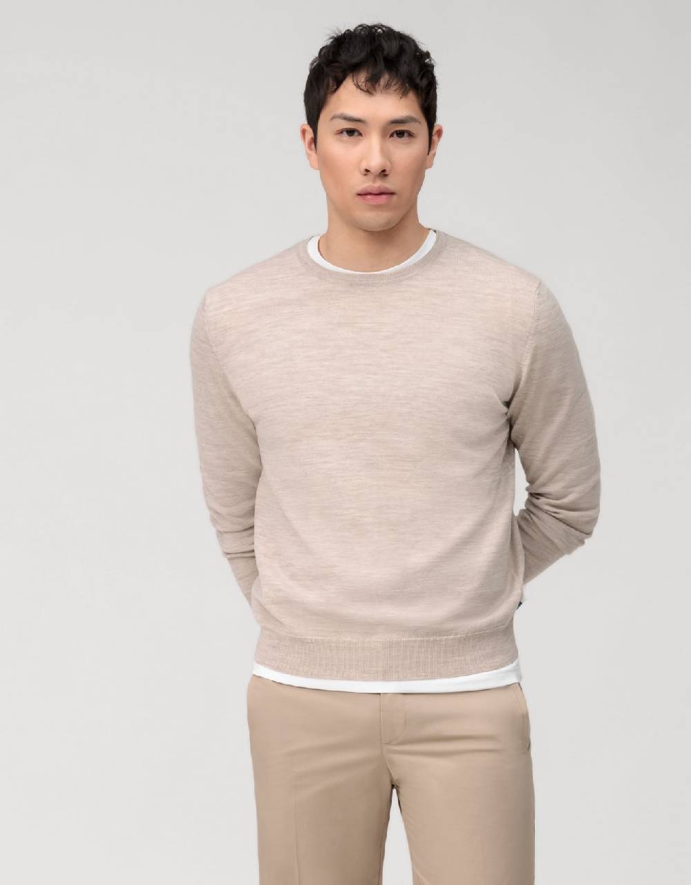 Olymp Girocollo olymp beige lana merinos regular fit