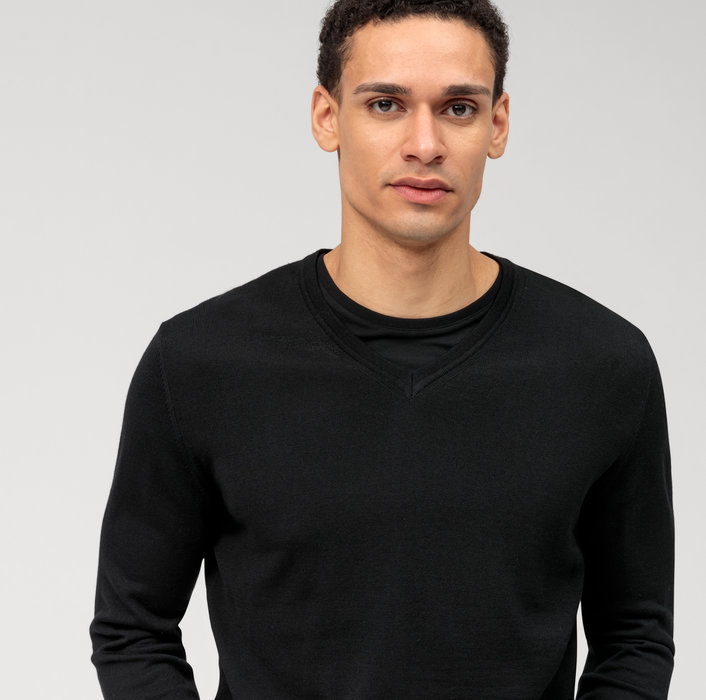 Olymp Pullover scollo a v nero olymp regular fit Pezzi Unici