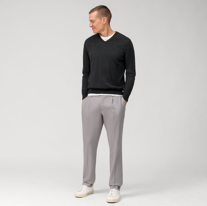 Olymp Pullover scollo a v grigio antracite olymp regular fit Soddisfazione Garantita