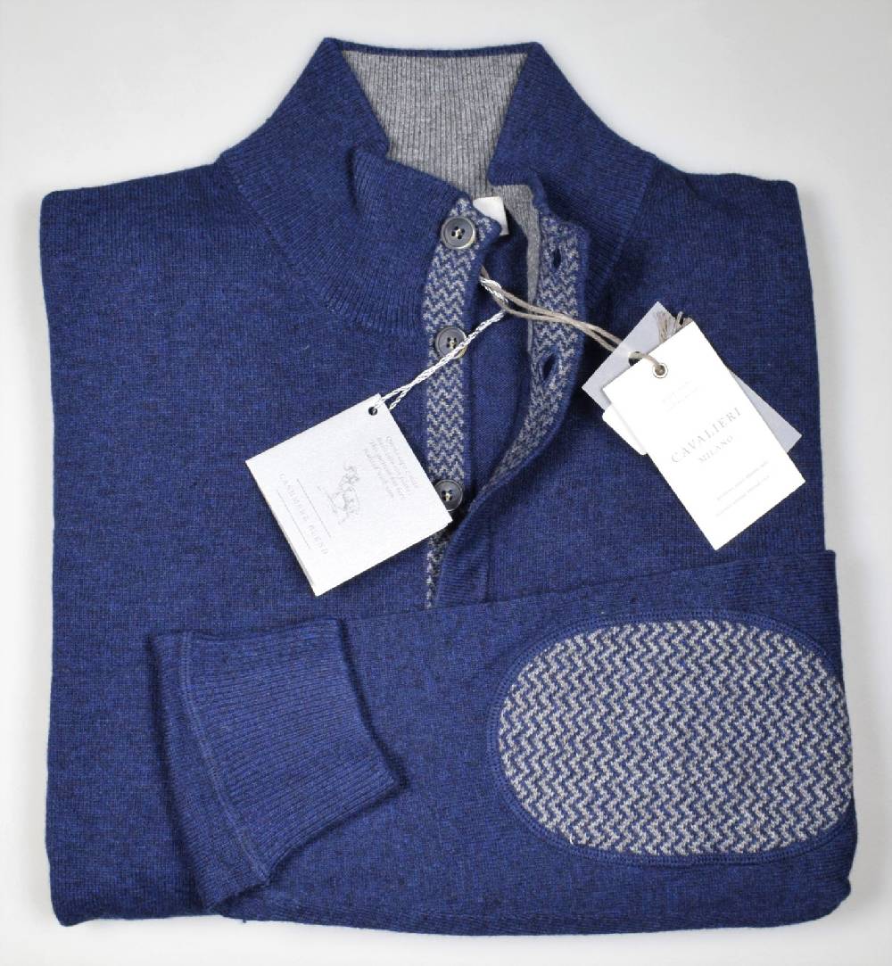 Cavalieri Milano Cardigan giacca blu con bottoni lana cashmere Novità