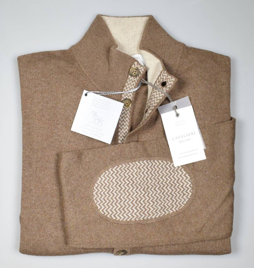 Cavalieri Milano Cardigan giacca noce con bottoni lana cashmere