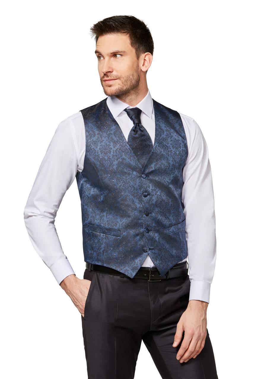 Digel Panciotto gilet blu completo di cravatta e pochette digel cerimonia