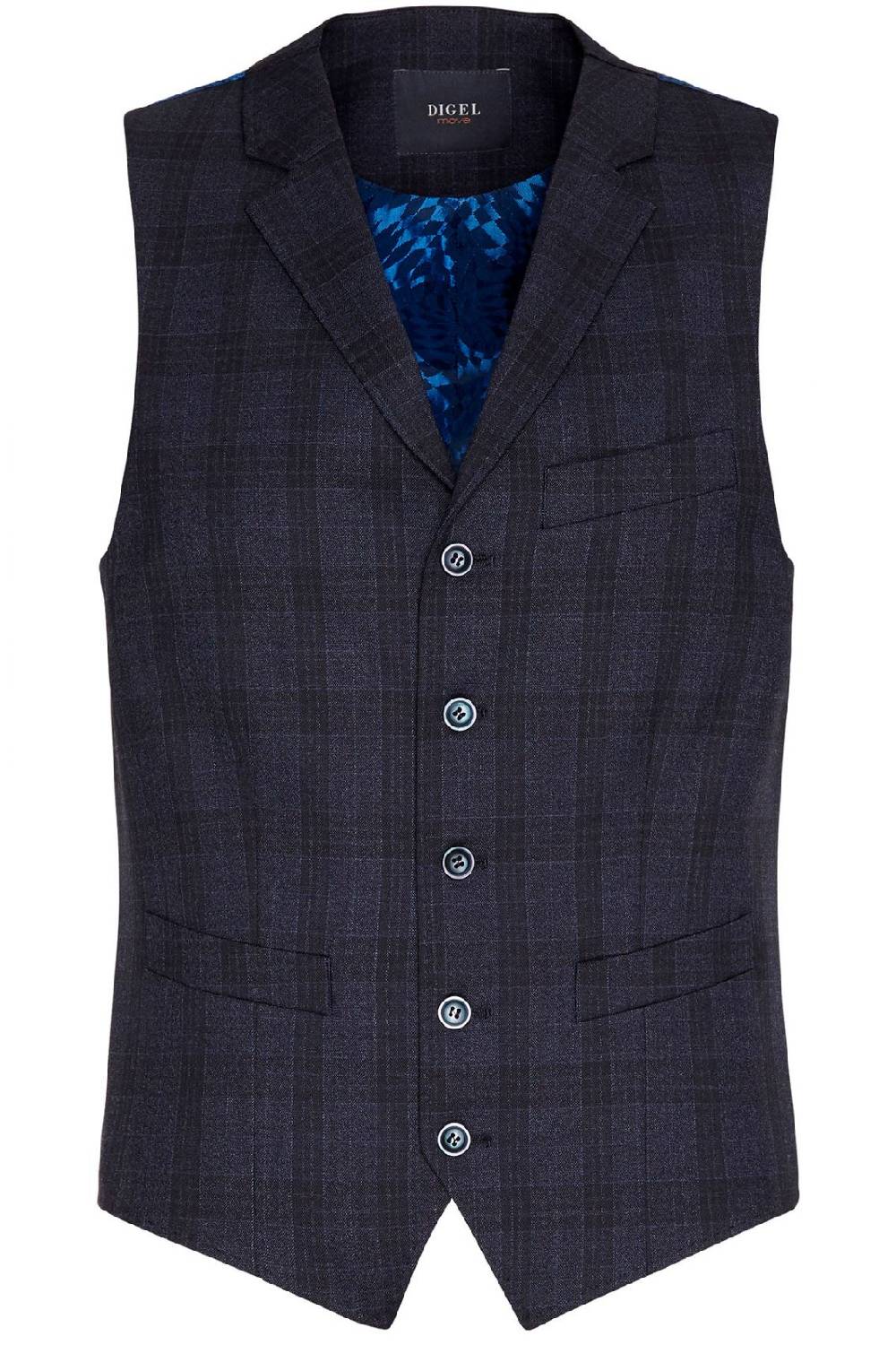 Digel Gilet panciotto moda digel blu a quadri fantasia principe di galles Hotsell