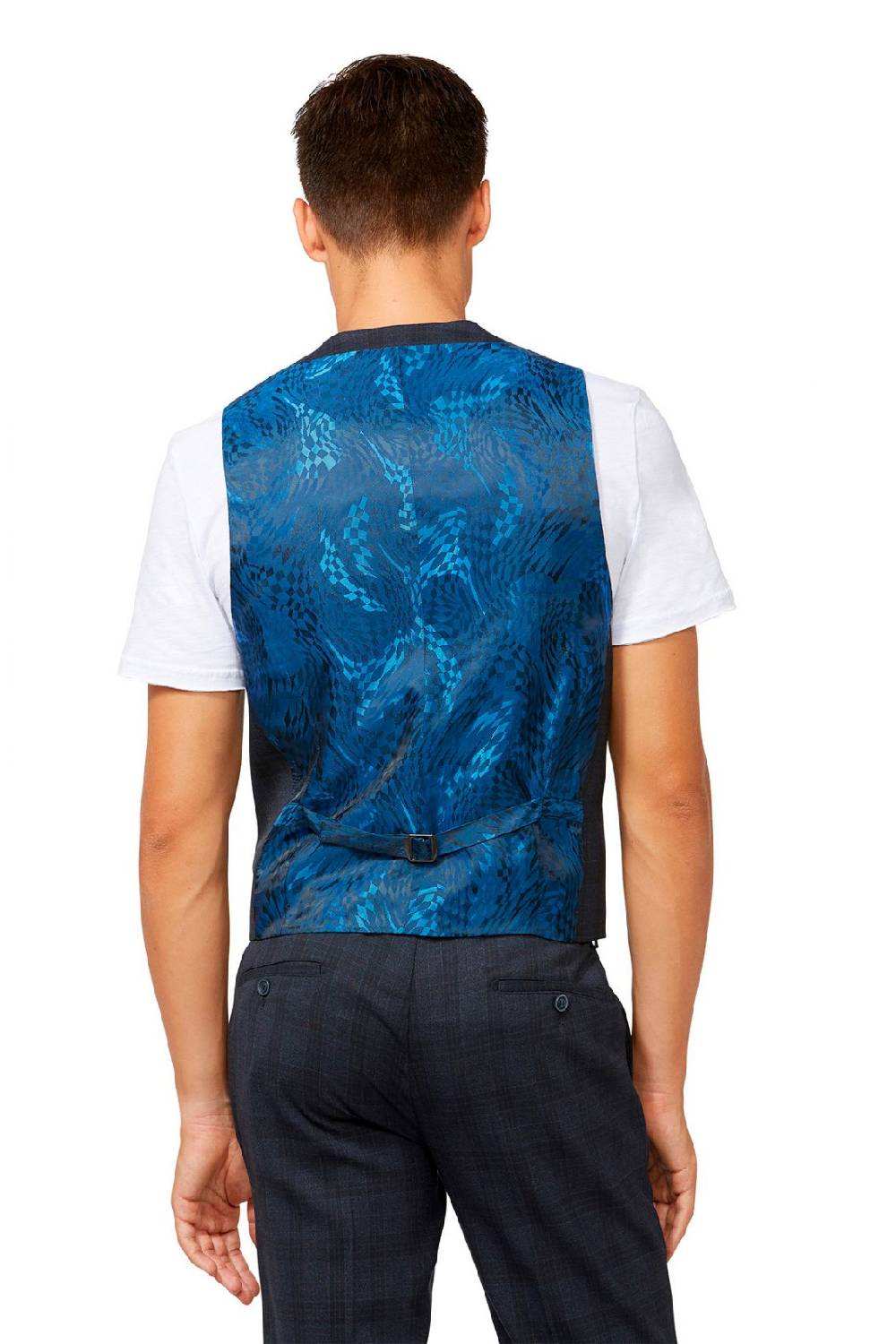 Digel Gilet panciotto moda digel blu a quadri fantasia principe di galles Hotsell