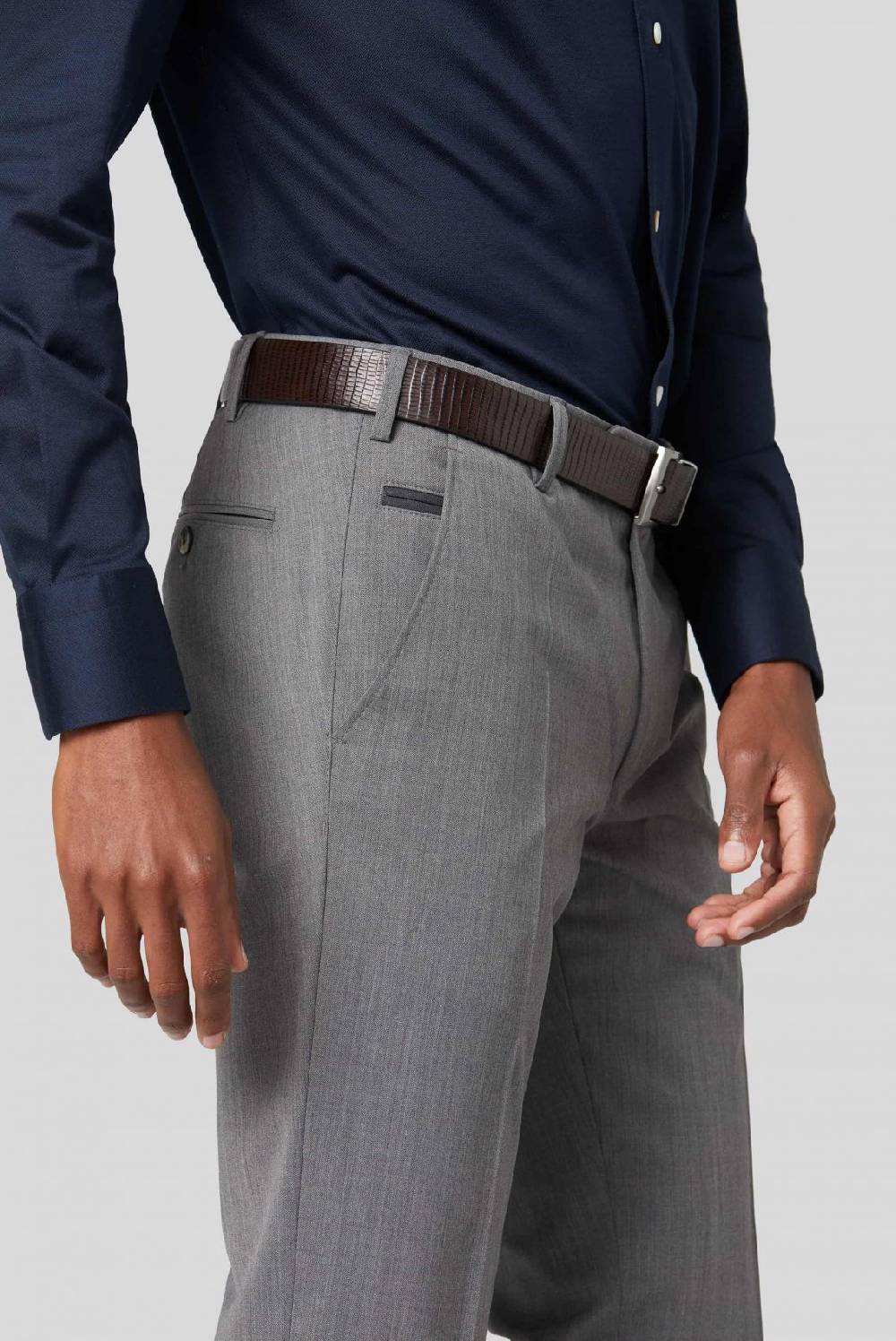 Meyer Pantalone grigio chiaro meyer travel twill modern fit Promozione