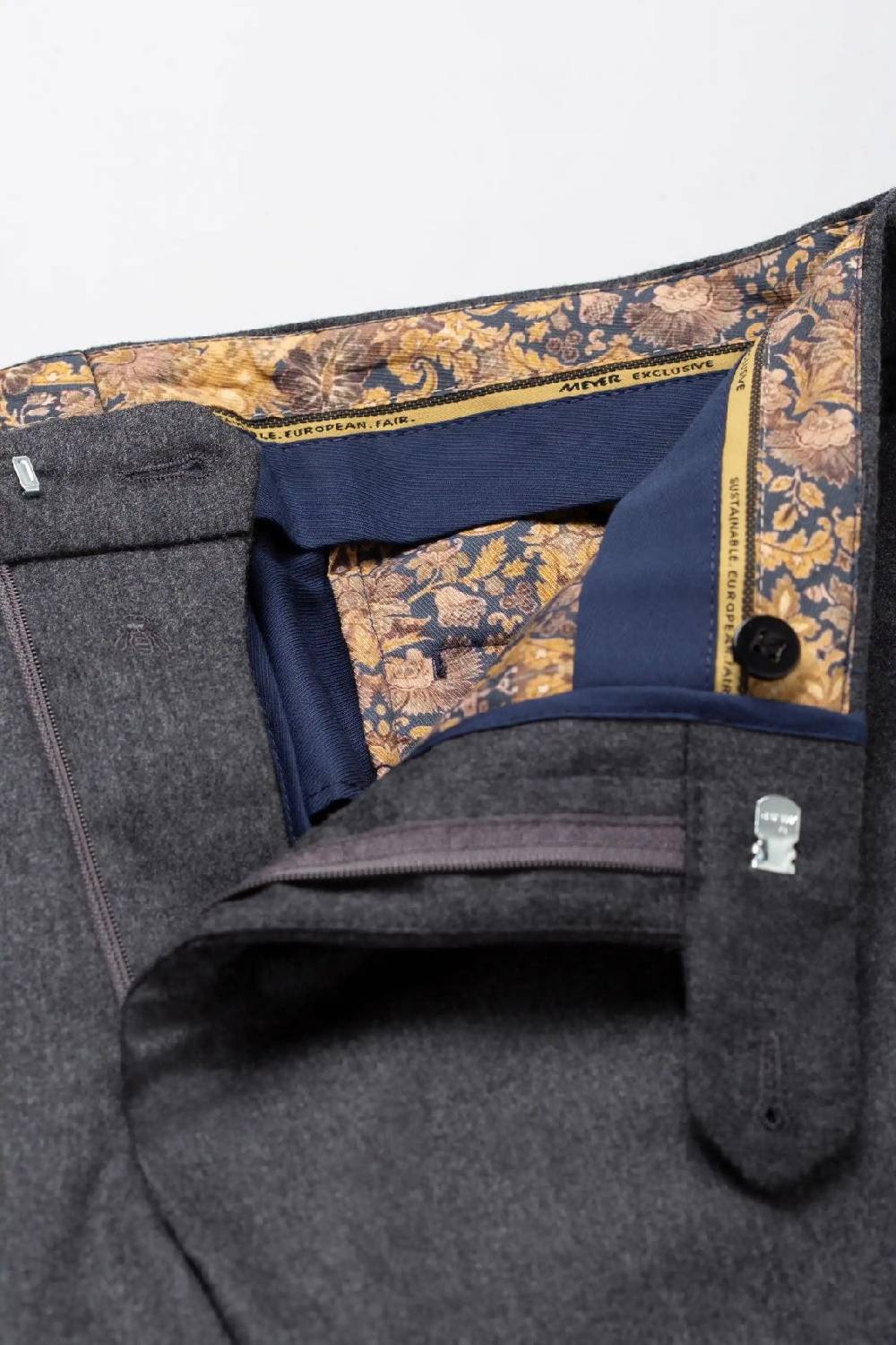 Meyer Pantalone grigio medio meyer in flanella naturalmente caldo antipiega Spedizione Gratuita