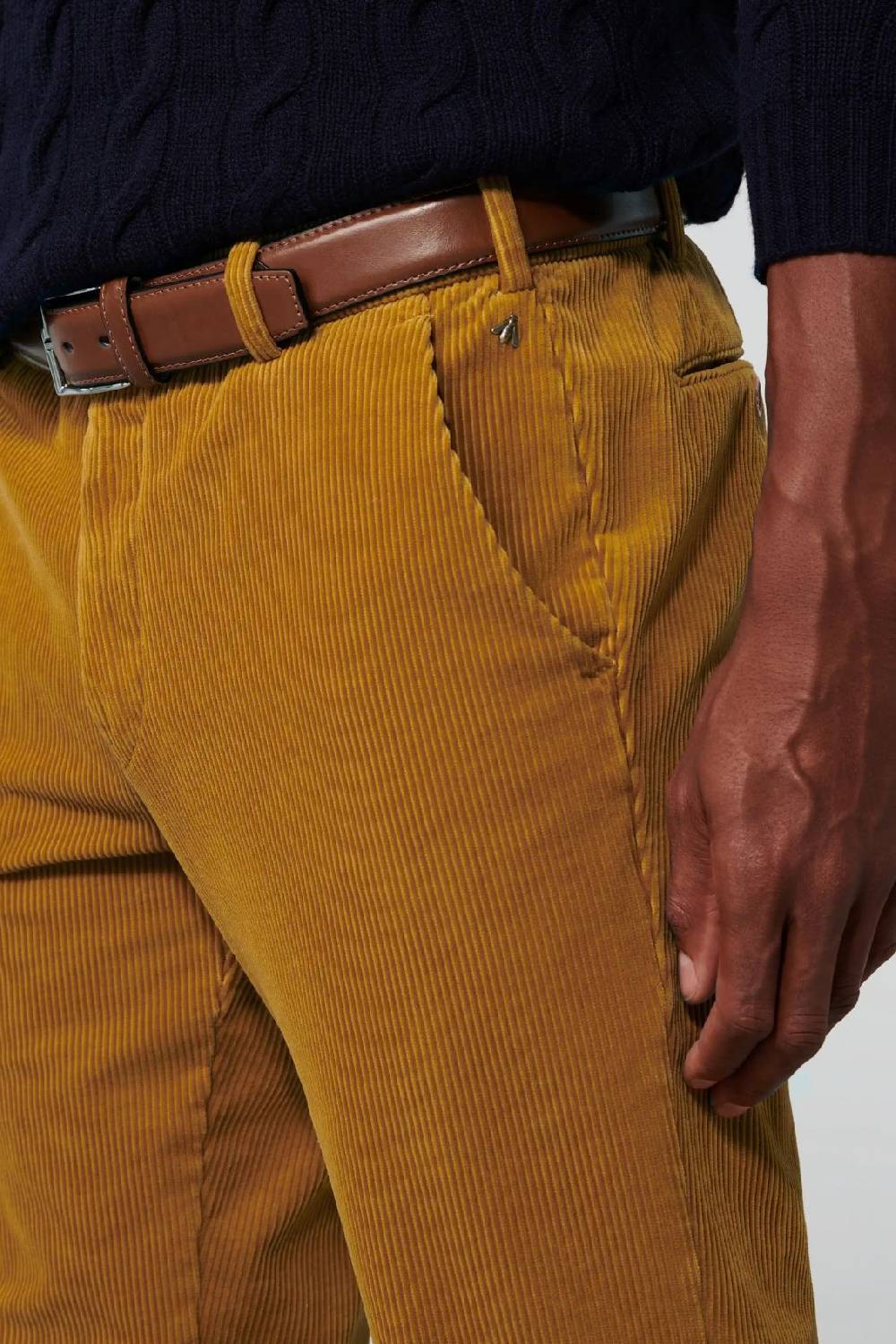 Meyer Pantalone color ambra meyer in velluto a coste luxury modern fit Soddisfazione Garantita