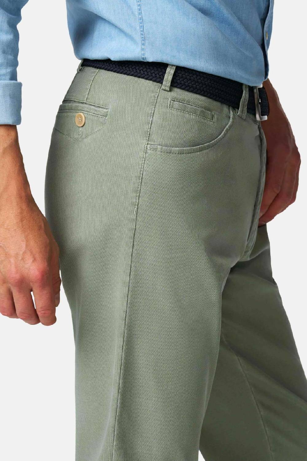 Meyer Pantalone modern fit verde salvia meyer cotone microstruttura stretch Negozi Online