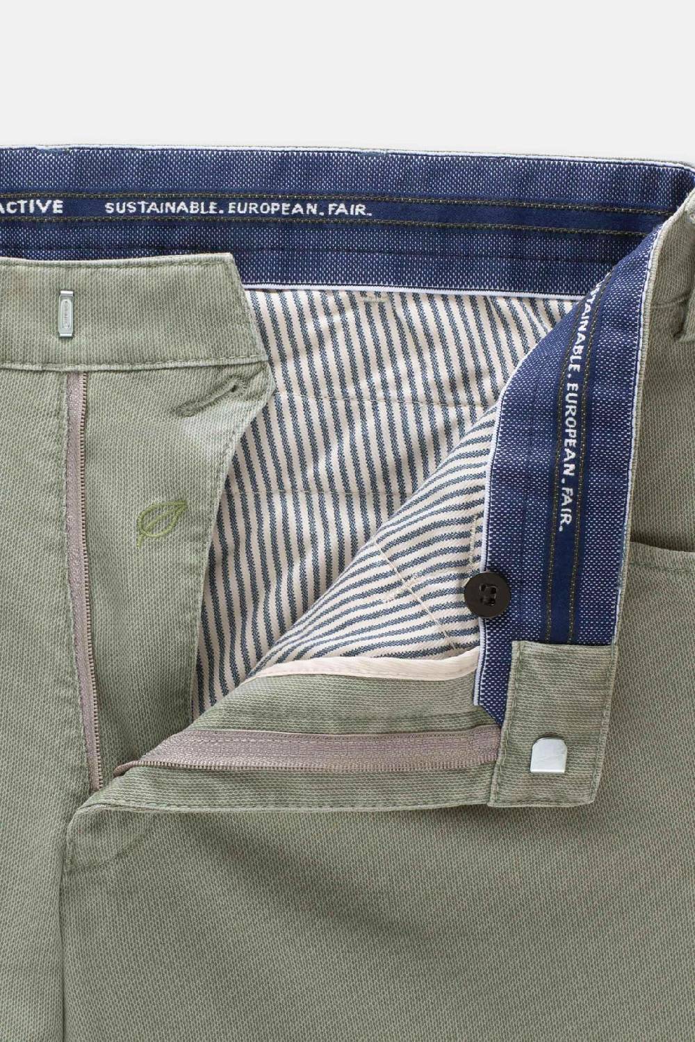 Meyer Pantalone modern fit verde salvia meyer cotone microstruttura stretch Negozi Online