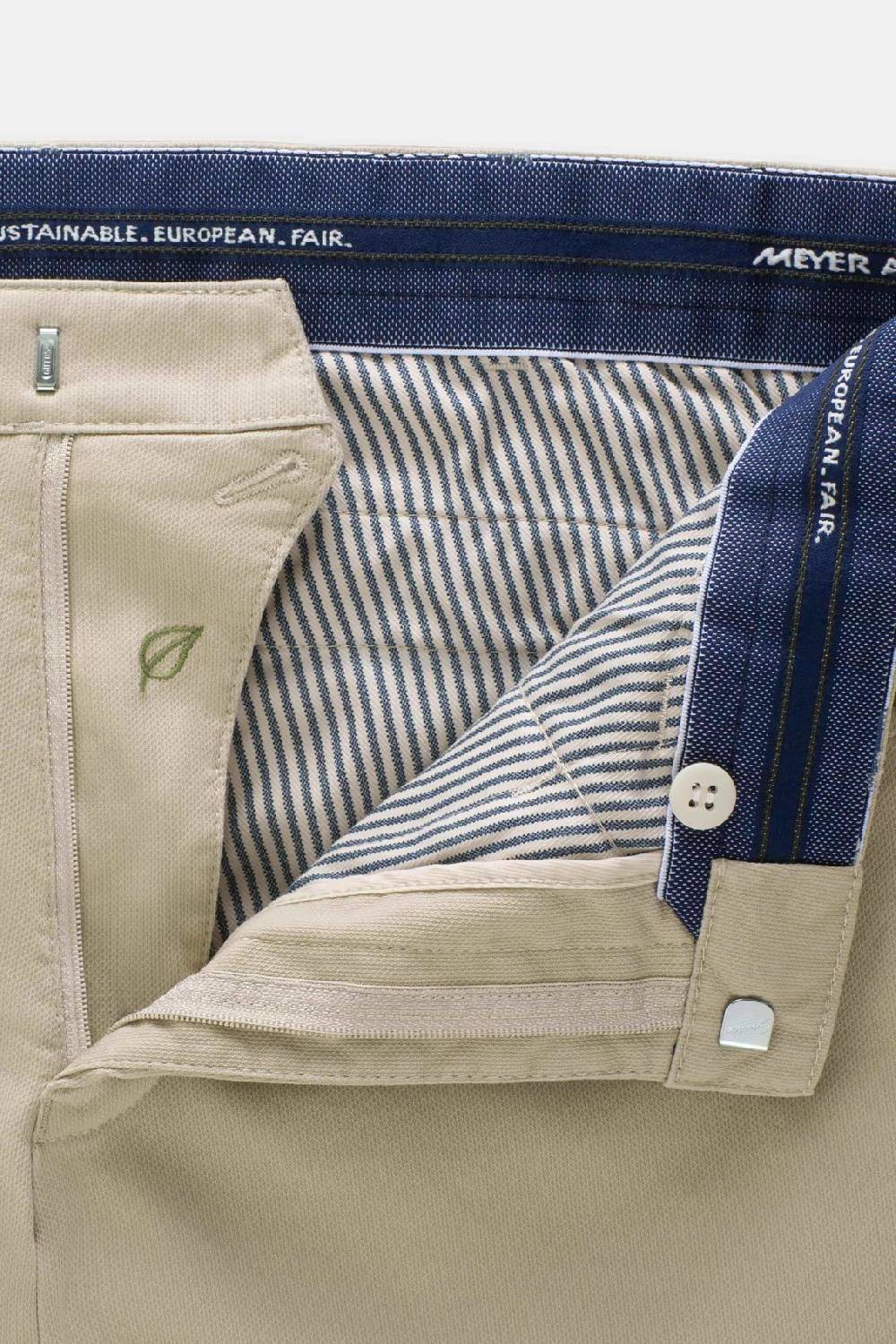 Meyer Pantalone modern fit beige meyer cotone microstruttura stretch Consegna Veloce