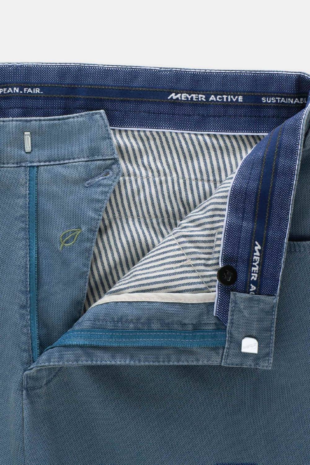 Meyer Pantalone modern fit azzurro meyer cotone microstruttura stretch Promozione Limitata