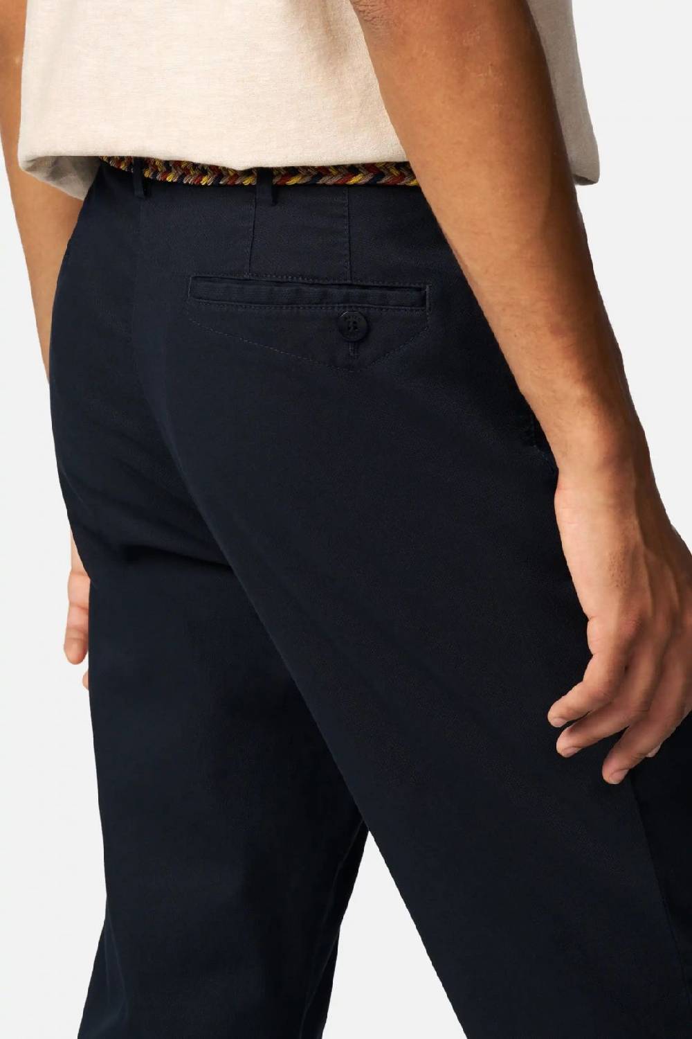 Meyer Pantalone modern fit blu meyer cotone microstruttura stretch Fino Al -60%