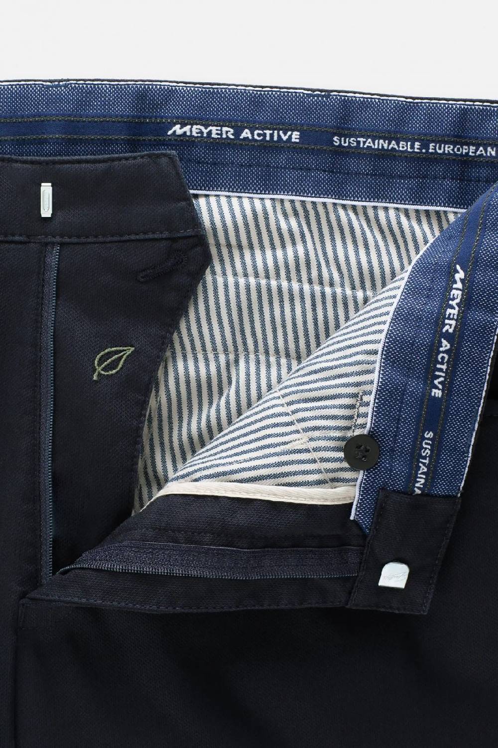 Meyer Pantalone modern fit blu meyer cotone microstruttura stretch Fino Al -60%