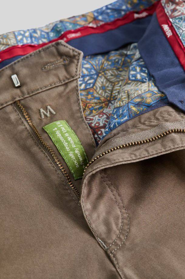 Meyer Pantalone color pietra meyer in cotone stretch drop quattro comfort fit Sconto