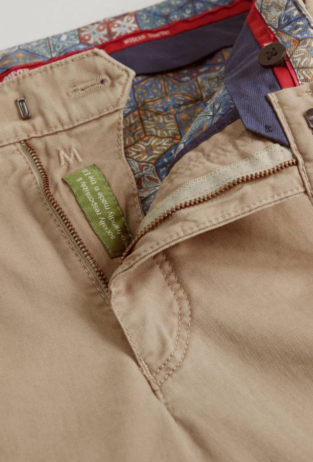 Meyer Pantalone beige meyer in cotone stretch drop quattro comfort fit In Vendita