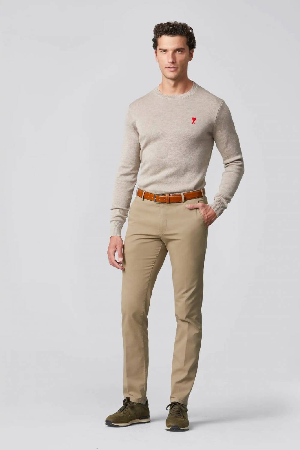 Meyer Pantalone color pietra meyer cotone bio stretch modern fit Offerte