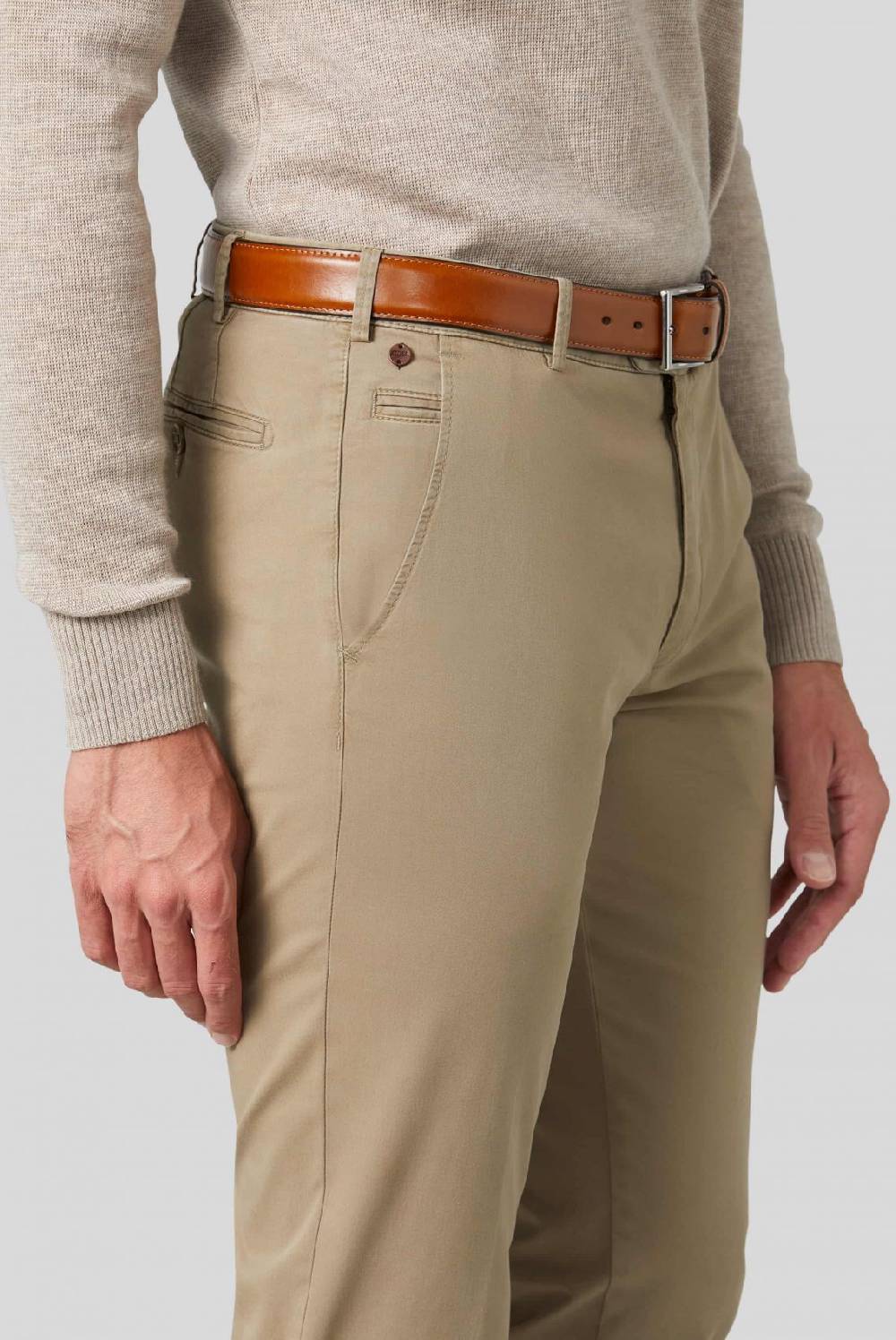 Meyer Pantalone color pietra meyer cotone bio stretch modern fit Offerte