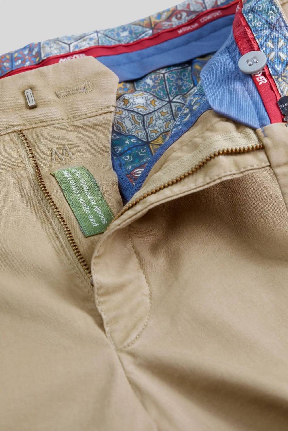 Meyer Pantalone color pietra meyer cotone bio stretch modern fit Offerte