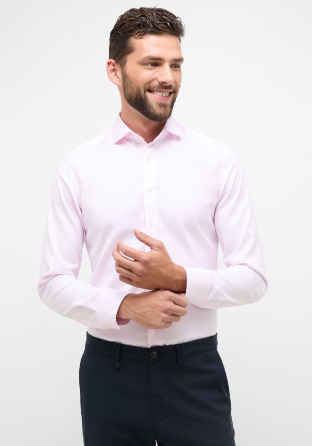 Eterna Camicia rosa eterna slim fit collo francese cotone cover In Saldo