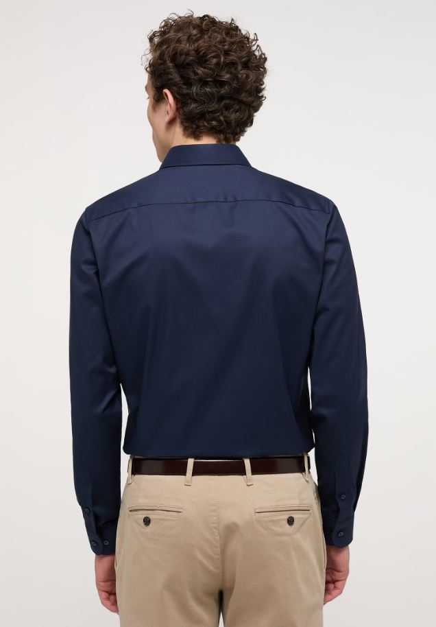 Eterna Camicia blu scuro eterna slim fit collo francese cotone cover Moda