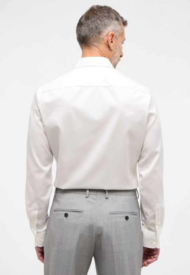 Eterna Camicia beige eterna slim fit collo francese cotone cover Italy