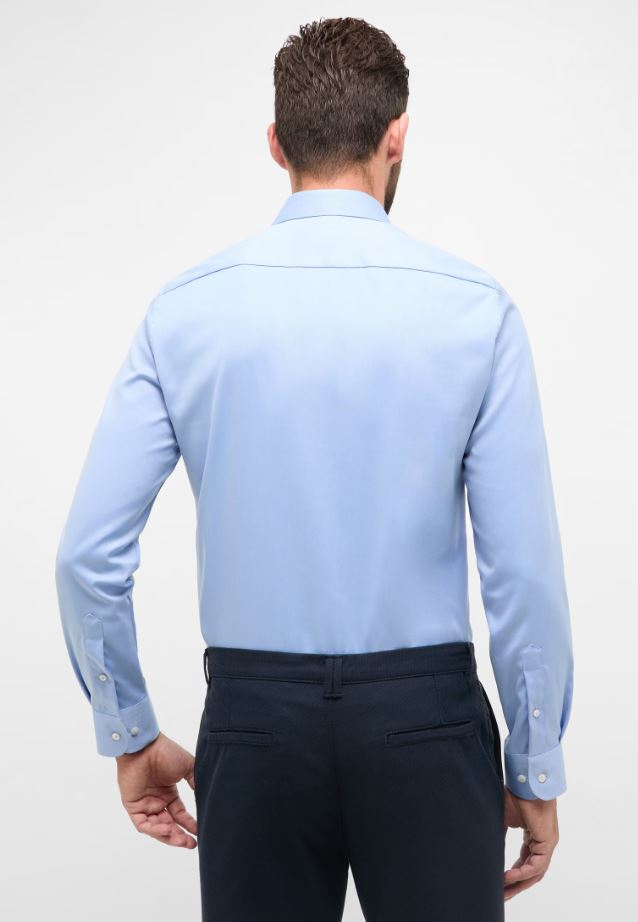 Eterna Camicia azzurra eterna slim fit collo francese cotone cover Italia