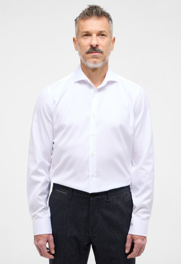 Eterna Camicia bianca eterna slim fit collo francese cotone cover 2025