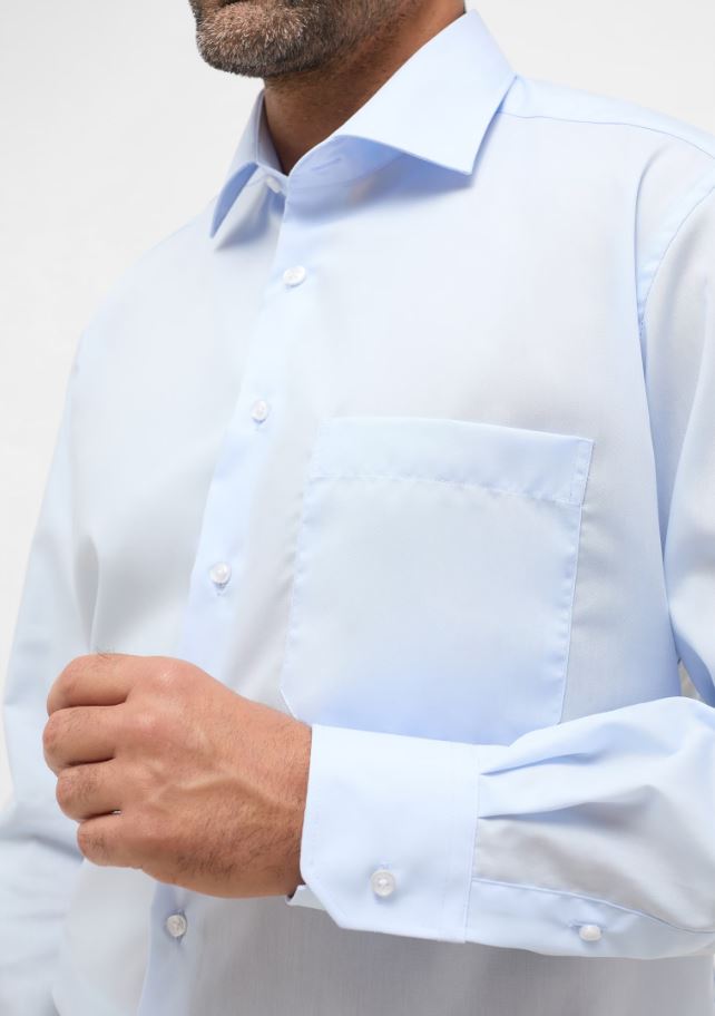 Eterna Camicia celeste eterna comfort fit in popeline no stiro Qualità Garantita