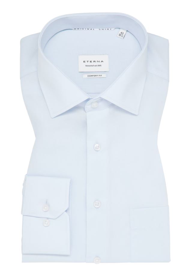 Eterna Camicia celeste eterna comfort fit in popeline no stiro Qualità Garantita