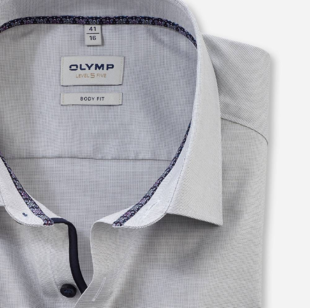 Olymp Camicia olymp level five grigio mastice slim fit cotone stretch Promozione Limitata