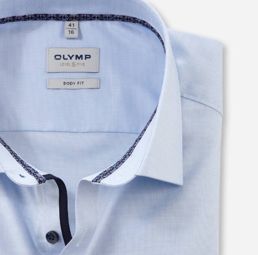 Olymp Camicia olymp level five celeste slim fit cotone stretch Fino Al -60%