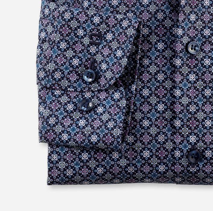 Olymp Camicia olymp slim fit blu cotone stretch stampato Affare Del Giorno