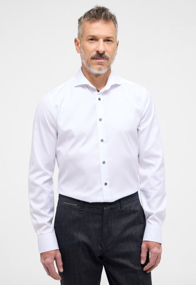 Eterna Camicia eterna slim fit bianca in cotone cover Prezzo Ridotto