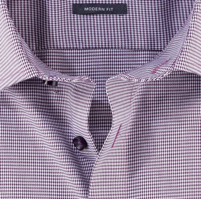 Olymp Camicia olymp a quadrettini prugna modern fit con taschino Sottocosto