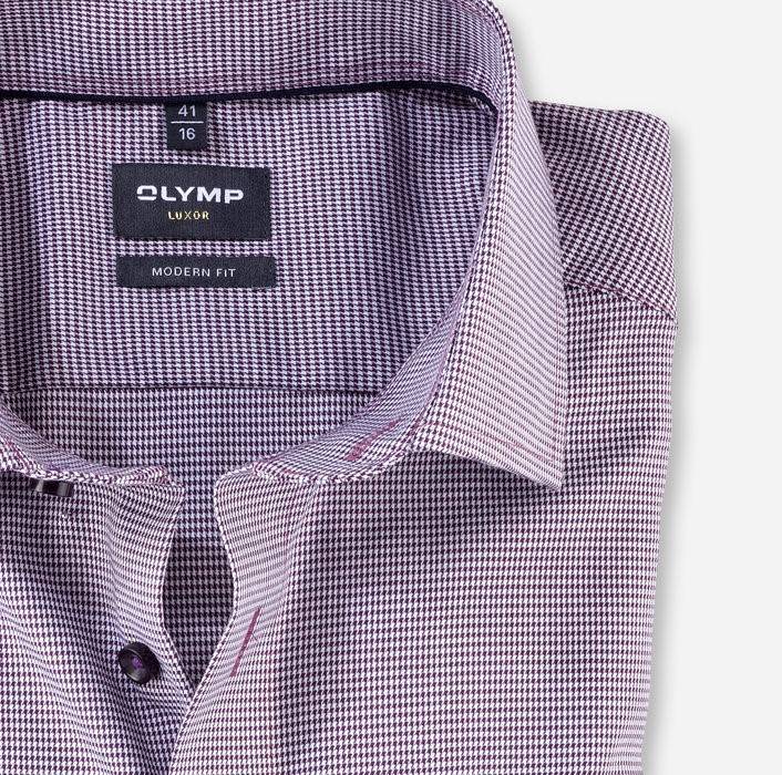 Olymp Camicia olymp a quadrettini prugna modern fit con taschino Sottocosto