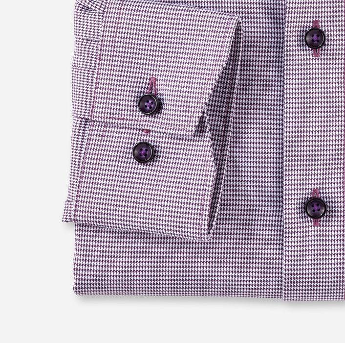 Olymp Camicia olymp a quadrettini prugna modern fit con taschino Sottocosto