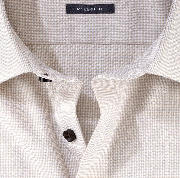 Olymp Camicia olymp a quadrettini beige modern fit con taschino Convenienza